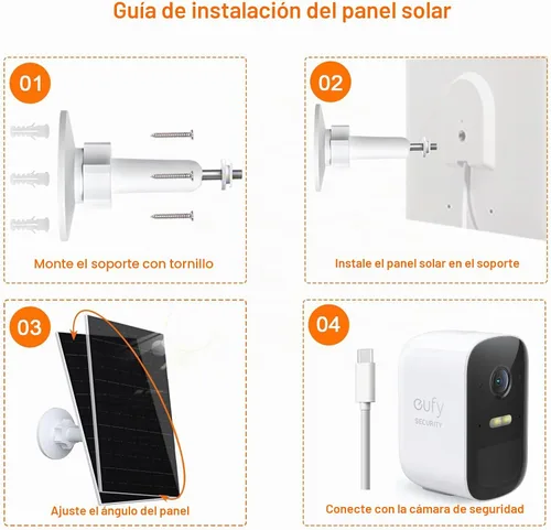 Vista 6 de Panel solar de 7W para Eufycam 2C, 2C Pro, 2 Pro, E20 y E40