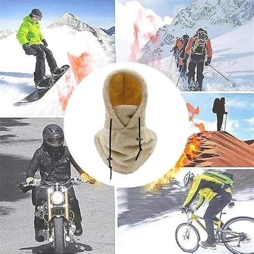 Vista 6 de Máscara de esquí polar alta con capucha de terciopelo, capucha sherpa, casco con capucha para snowboard, máscara de invierno resistente al viento