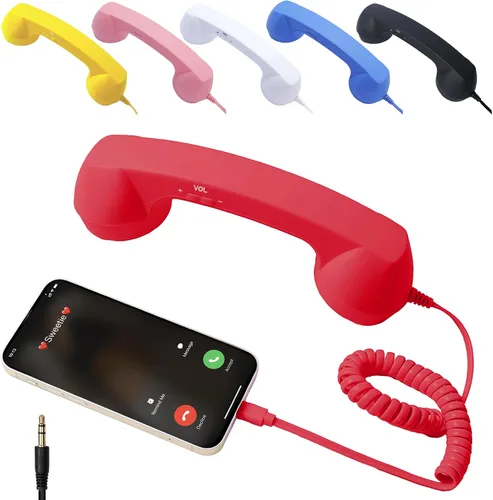 Vista 13 de Teléfono retro 2026, nuevo receptor de teléfono celular con micrófono y altavoz, teléfono retro vintage con cable, estilo teléfono fijo receptor
