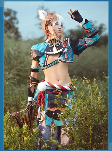 Vista 2 de Genshin Impact Gorou - Disfraz de cosplay para Halloween carnaval Navidad cosplay espectáculo de cómic con máscara