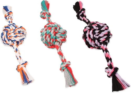 Vista 4 de Mammoth Pet Products Flossy Chews - Bola de puño de mono con extremos de cuerda, pequeña, 13 pulgadas, multicolor (20090F)