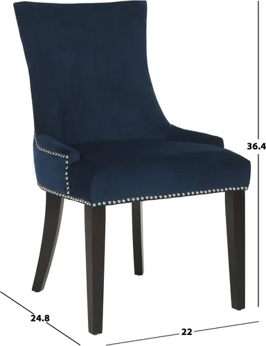Vista 8 de Safavieh Mercer Collection Lester Navy/Espresso (juego de 2) Silla de comedor marino