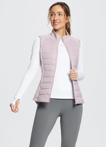 Vista 3 de BALEAF Chaleco acolchado ligero y cálido para mujer, para correr, invierno, híbrido, sin mangas, acolchado resistente al agua