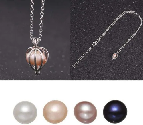 Vista 5 de Milky Way - Perla de ostra natural, perlas ovaladas de agua dulce, ostras cultivadas, perlas de deseo, kit de fabricación de collares, decoración