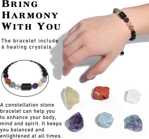 Vista 2 de GolbalJew 12 cristales de signos del zodiaco y piedras curativas, regalos para mujeres, joyería de cristal natural, piedras de signo del zodiaco