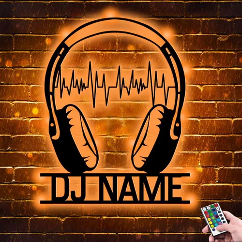 Vista 5 de Letrero de neón personalizado para reproductor de DJ, nombre personalizado, auriculares, reproductor de disco DJ, letrero de luz LED de metal