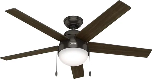 Vista 10 de Hunter Anslee, Ventilador de techo, para interiores, con luz LED, 52 pulgadas, blanco fresco Montaje estándar, cadena de tracción, 5 cuchillas