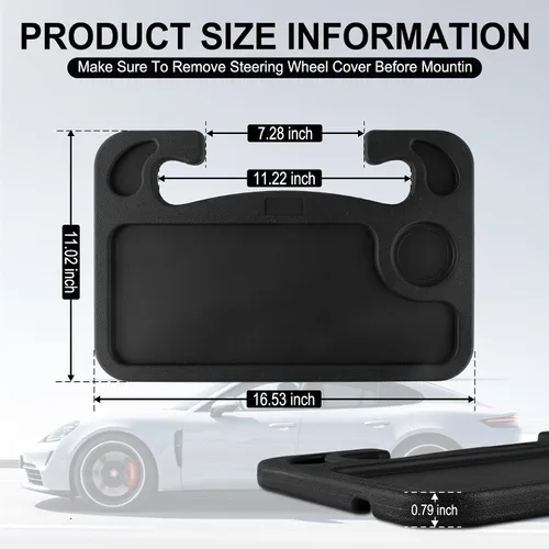 Vista 3 de JUSTTOP Escritorio de Volante de Coche para Laptop, Accesorios Multiusos de Coche para Viajes, Bandejas de Soporte de Asiento de Coche para Comer