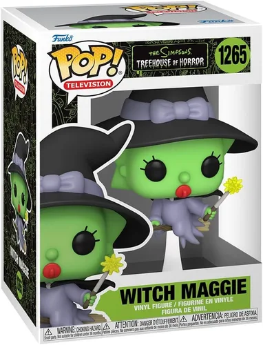 Vista 2 de POP The Simpsons: Treehouse of Horror - Figura de vinilo de Maggie Funko de bruja (incluye funda protectora de caja compatible), multicolor, 3.75