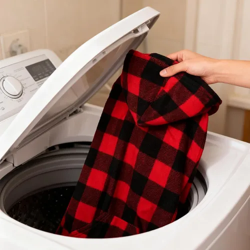 Vista 8 de EXPAWLORER - Sudadera de forro polar con capucha para perros, chaleco de suéter a cuadros para mascotas, ropa de otoño e invierno con anillo