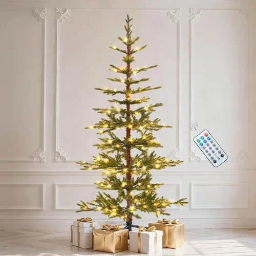 Vista 10 de DWVO Árbol de Navidad preiluminado de 7.5 pies con 350 LED de doble color Negro