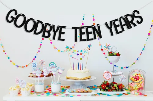 Vista 4 de Cartel de "Goodbye Teen Years", decoraciones de cumpleaños número 20 y fabuloso, suministros de decoración de fiesta de aniversario de 20 años