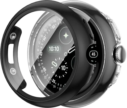 Vista 10 de JZK Paquete de 2 fundas protectoras de pantalla para Google Pixel Watch 2 (2023) / Pixel Watch, carcasa protectora general resistente a los arañazos