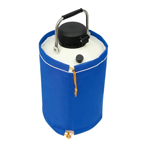 Vista 4 de YIYIBYUS Contenedor de nitrógeno líquido de 10L, tanque LN2 Dewar de nitrógeno líquido, tanque de semen de aleación de aluminio con funda protectora