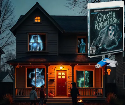 Vista 13 de AtmosFX® Spooky Halloween Hollusion Vol 1 Decoración digital en USB Incluye 8 efectos de video Atmosfx para Hallloween