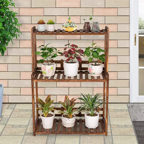 Vista 3 de Ufine - Soporte vertical de madera para plantas de 3 niveles