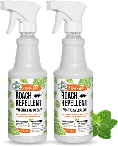 Vista 10 de Mighty Mint Spray repelente de cucarachas con aceite de menta – Asesino natural de cucarachas para uso en interiores y exteriores – Control