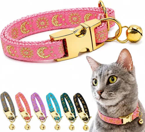 Vista 12 de waaag Pet, Moons Stars Suns - Collar para perro y gato, múltiples diseños Crescent Celestial, collar de correa para perro y gato, tamaño XXS