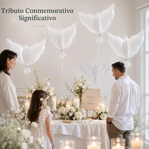 Vista 4 de 12 globos blancos grandes de 36 pulgadas de paloma de la paz de papel de aluminio, globos de paloma de pájaro para boda, compromiso, funerarios