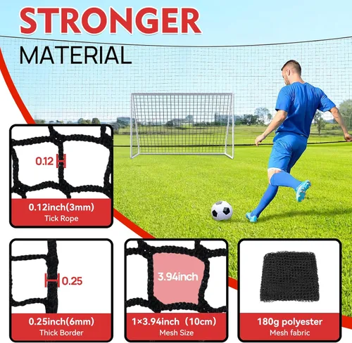 Vista 3 de Red de fútbol para patio trasero, redes de fútbol de portería abierta de 10 x 10 pies, red deportiva para entrenamiento de práctica de fútbol