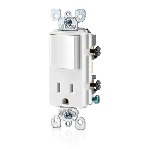Vista 7 de Leviton interruptor resistente con combinación de botón y enchufe NEMA, T5625-E