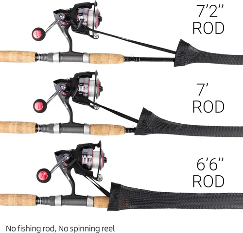 Vista 4 de RUNCL Fundas para caña de pescar y bolsas de carrete, calcetines de caña de hilar/fundición y cubiertas de carrete de spinning/baitcasting, solución
