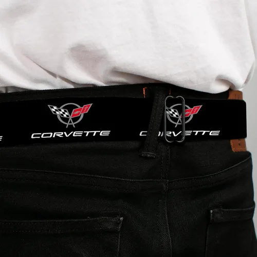 Vista 4 de Buckle-Down Cinturón de seguridad - CORVETTE C5 Logo NegroGrisBlancoRojo Repetición - 1.0 pulgadas de ancho - 20-36 pulgadas de largo