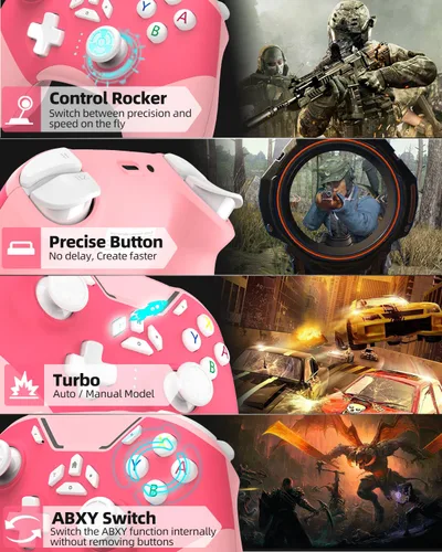 Vista 7 de New Version iPhone Controller with Phone Clip, Pink Wireless Bluetooth Game Controller for iPhoneApple Arcade MFi GamesPCSwitch with MacroLock