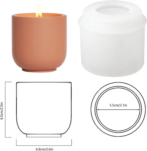 Vista 2 de BOOWAN NICOLE Nórdico Simple Estilo Cemento Vela Tarro Molde de Silicona Molde de Contenedor de Vela de Concreto Recipiente de Decoración
