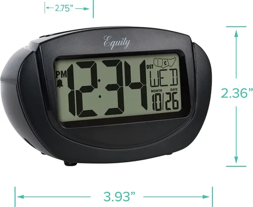 Vista 4 de Equity by La Crosse 31022 Insta-Set LCD Alarm Clock, Black (Pack of 6)