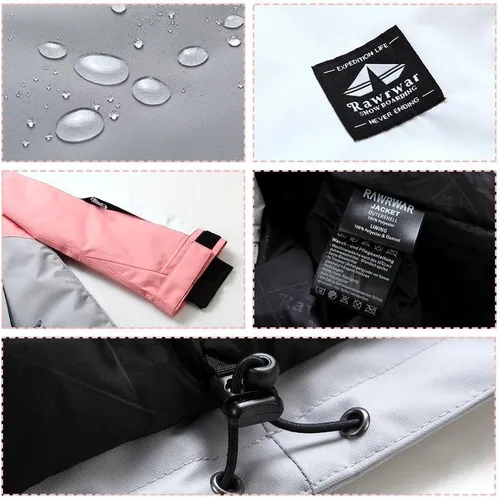 Vista 57 de RIUIYELE Traje de esquí para mujer, chaqueta y pantalones de snowboard para deportes al aire libre, traje de nieve con aislamiento impermeable