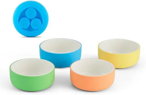Vista 21 de Elk and Friends Cuencos de porcelana para niños con manga de silicona Alimentación para niños/niños pequeños/bebés Apto para microondas