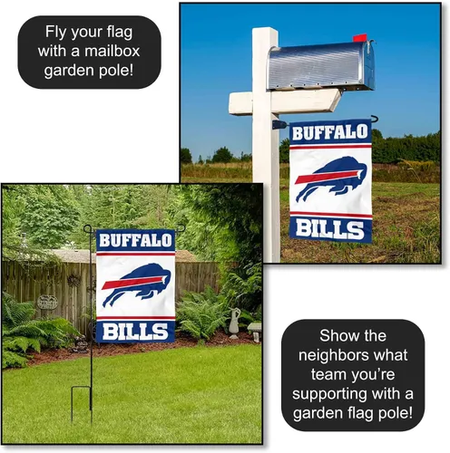 Vista 4 de Bandera de jardín de doble cara con logo blanco de Buffalo Bills