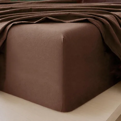 Vista 12 de MooMee Sábana bajera ajustable de solo 100% algodón lavado con textura parecida al lino, transpirable, duradera, suave, cómoda, bolsillo profundo