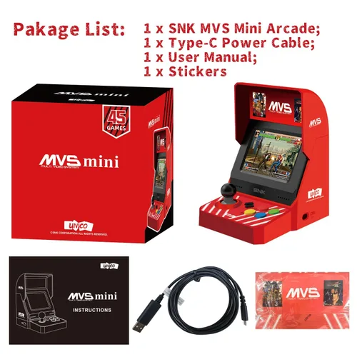 Vista 7 de UNICO MVS Mini Home Arcade Machine, 45 juegos clásicos precargados 10 KOF 5 Metal SLUG 7 Fatal Fury 6 Samurai SHODOWN y más, pantalla de 3.5