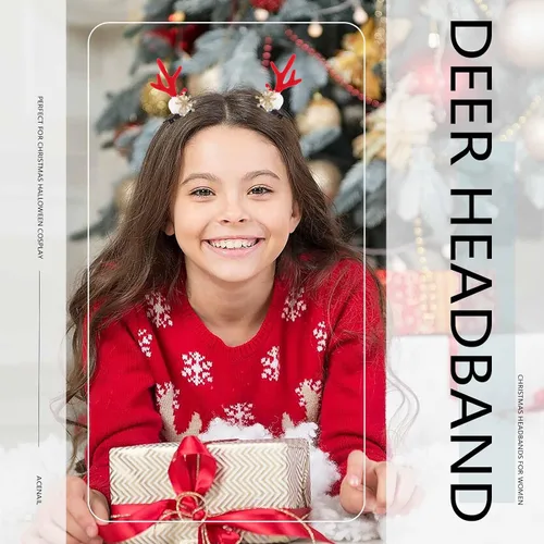 Vista 4 de Acenail Pinzas para el cabello de Navidad, cuernos de reno, pasadores para el cabello, orejas de cuerno de ciervo de Navidad, horquillas de copo