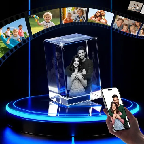 Vista 9 de Regalo de foto de cristal 3D personalizada – Imagen personalizada en cristal para boda, aniversario, memorial (mascota o ser querido), Navidad