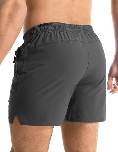 Vista 4 de Aolesy Men's Running Shorts 5 Inch with Zipper Pockets Quick Dry Gym Athletic Workout Shorts for Men