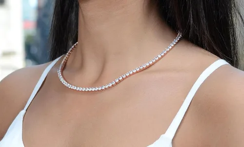 Vista 3 de NYC Sterling Collar de tenis con circonita cúbica redonda de 0157in para mujer Circonia cúbica