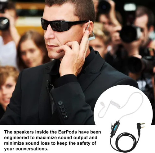 Vista 3 de SAMCOM - Auricular transparente para walkie talkie con tubo de aire transparente Manos Libres Cómoda Vigilancia Oído Pieza Con Micrófono Micrófono