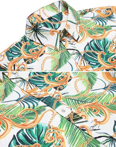Vista 4 de Daupanzees - Camisa hawaiana de manga corta con botones para hombre
