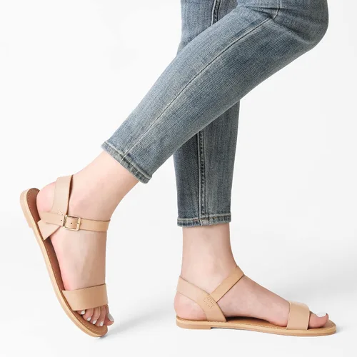 Vista 5 de DREAM PAIRS - Sandalias bajas de verano, flexibles, con correa al tobillo, punta abierta, para mujer
