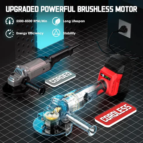 Vista 3 de MtiolHig Amoladora angular inalámbrica compatible con batería Milwaukee de 18 V: herramienta amoladora sin escobillas, amoladora angular pequeña