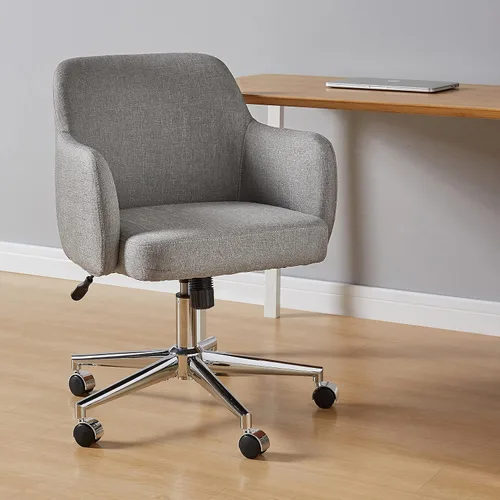 Vista 2 de Amazon Basics Silla de oficina moderna para el hogar con ruedas de rodamiento suave, altura ajustable, giro de 360 grados, gris claro