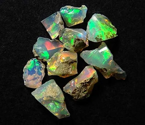 Vista 2 de Duggu Piedra preciosa áspera de ópalo de fuego ultra fuego, piedra preciosa de cristales crudos, roca de ópalo etíope, suministros para hacer joyas