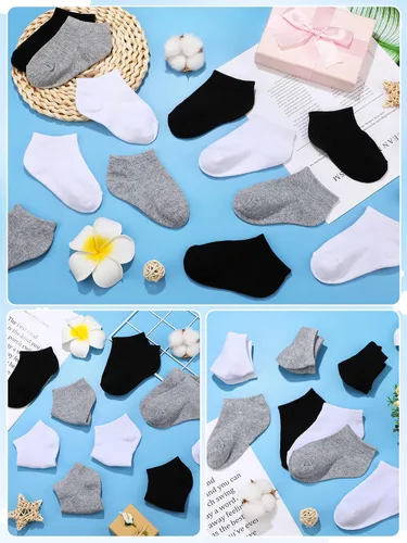 Vista 5 de 100 pares de calcetines de corte bajo unisex para niños recién nacidos calcetines de corte bajo calcetines invisibles para niños y niñas de 2 a 4
