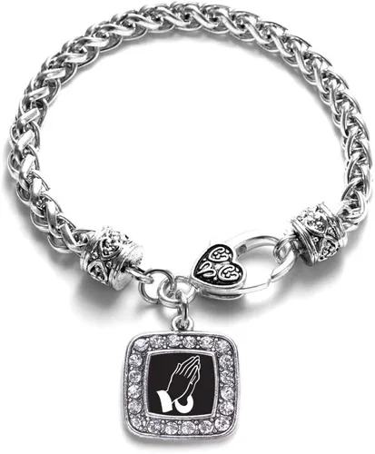 Vista 228 de Pulsera de dijes cuadrados de plata con joyería de circonita cúbica