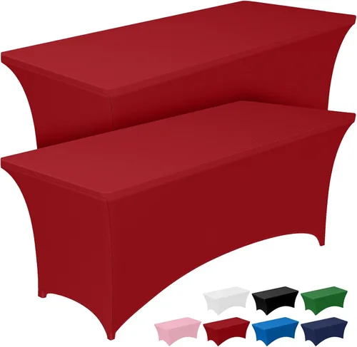 Vista 18 de Pureegg - Juego de 2 manteles de elastano ajustables de 1,2 m para mesas rectangulares, mantel elástico y sin arrugas para mesa de masajes, fiestas