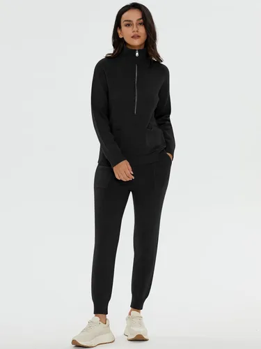 Vista 2 de DEEP SELF Women's Sweater Sets Two Piece Outfits Long Sleeve Pullover Half Zip Jogger Pants Lounge Sets with Pockets