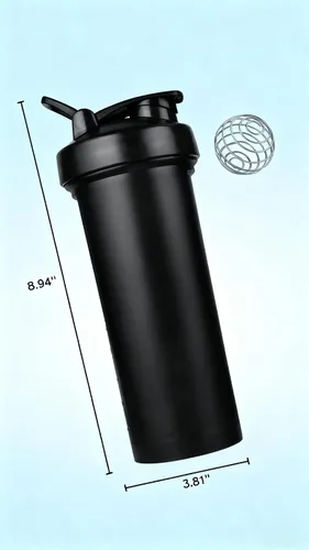 Vista 4 de Botella agitadora, botella mezcladora de proteínas, botella agitadora deportiva con batidor de alambre, ideal para batidos de proteínas y Negro